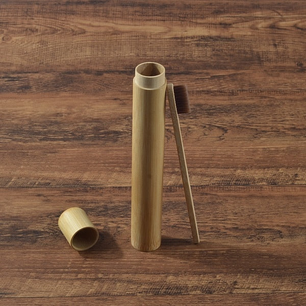 Eco Friendly Bamboo case With Toothbrush Colorful Soft Bristles Biodegradable Teeth Brush Bamboo Toothbrushes Oral Care Tooth