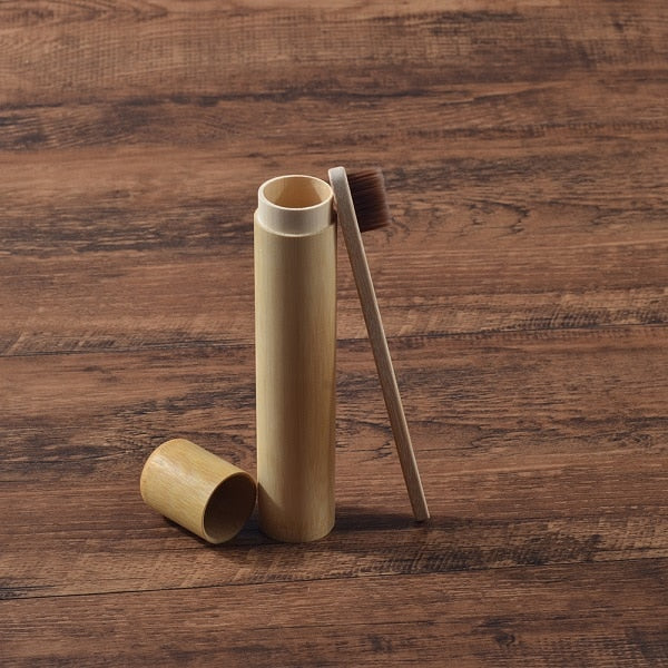 Eco Friendly Bamboo case With Toothbrush Colorful Soft Bristles Biodegradable Teeth Brush Bamboo Toothbrushes Oral Care Tooth