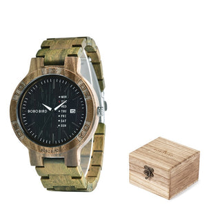 BOBO BIRD Wooden Watches Men Women Date Week Quartz Wristwatch Male часы мужские  Ebony Bamboo Wood Watch Dropshipping fast