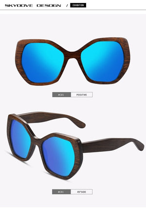 SKYDOVE Hexagonal Goggle Bamboo Sunglasses Women Shades For Women Oversized 2020 New Sunglasses Men Poarized