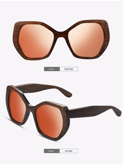 SKYDOVE Hexagonal Goggle Bamboo Sunglasses Women Shades For Women Oversized 2020 New Sunglasses Men Poarized