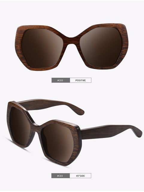SKYDOVE Hexagonal Goggle Bamboo Sunglasses Women Shades For Women Oversized 2020 New Sunglasses Men Poarized