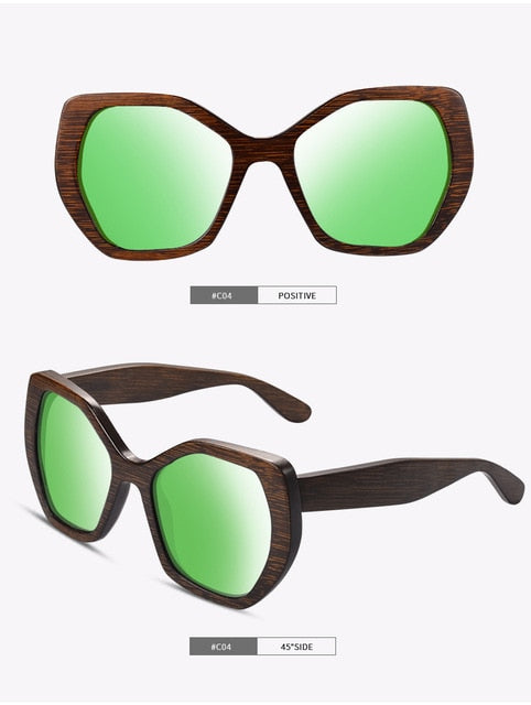 SKYDOVE Hexagonal Goggle Bamboo Sunglasses Women Shades For Women Oversized 2020 New Sunglasses Men Poarized