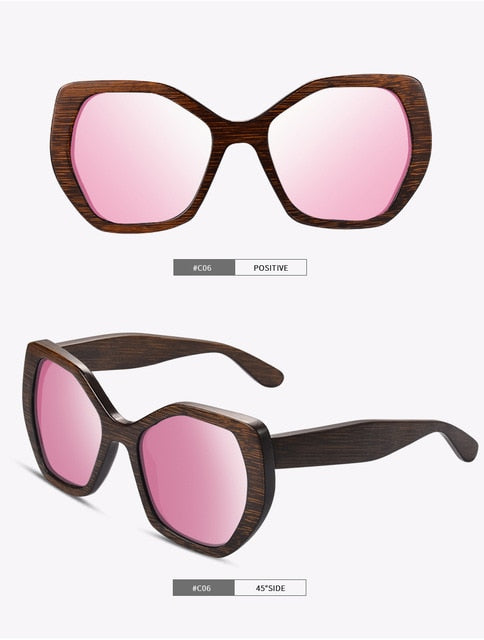 SKYDOVE Hexagonal Goggle Bamboo Sunglasses Women Shades For Women Oversized 2020 New Sunglasses Men Poarized