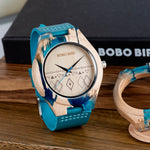 reloj mujer BOBO BIRD Women Watches Wood Bamboo Wristwatch Blue Soft Leather Men Watch Quartz Timepieces Custom Gifts C-S07