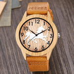 Creative Wood Watch Men Women Couple Quartz Imitate Bamboo Wooden Watch Minimalist Watches Soft Brown Leather Wrist Clock Reloj