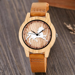 Creative Wood Watch Men Women Couple Quartz Imitate Bamboo Wooden Watch Minimalist Watches Soft Brown Leather Wrist Clock Reloj