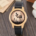 Creative Wood Watch Men Women Couple Quartz Imitate Bamboo Wooden Watch Minimalist Watches Soft Brown Leather Wrist Clock Reloj