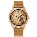Creative Wood Watch Men Women Couple Quartz Imitate Bamboo Wooden Watch Minimalist Watches Soft Brown Leather Wrist Clock Reloj