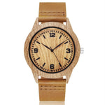 Creative Wood Watch Men Women Couple Quartz Imitate Bamboo Wooden Watch Minimalist Watches Soft Brown Leather Wrist Clock Reloj
