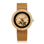 Creative Wood Watch Men Women Couple Quartz Imitate Bamboo Wooden Watch Minimalist Watches Soft Brown Leather Wrist Clock Reloj