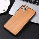 Real Natural Wood Case For iphone 11Pro MAX XR X XS Max 8 7 6 6s Plus Cover Bamboo Wooden Solid color Soft edge Hard Phone Cases