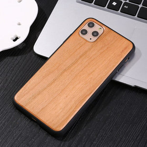 Real Natural Wood Case For iphone 11Pro MAX XR X XS Max 8 7 6 6s Plus Cover Bamboo Wooden Solid color Soft edge Hard Phone Cases