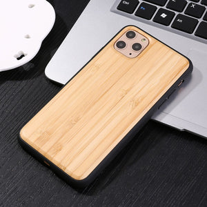 Real Natural Wood Case For iphone 11Pro MAX XR X XS Max 8 7 6 6s Plus Cover Bamboo Wooden Solid color Soft edge Hard Phone Cases
