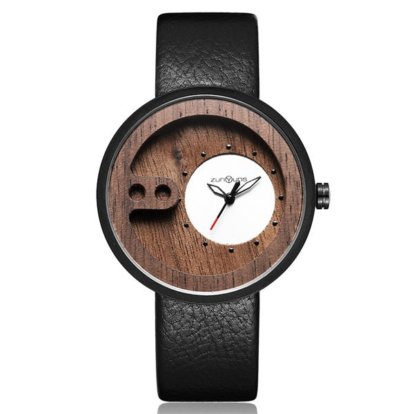 Fashion Top Brand Wooden Watch Men Exquisite Carving Hollow Design Male Clock Unique Green Leather Quartz Wood Watches relogio