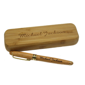 Engraved Ballpoint Pen Personalized Bamboo Box Case Wedding Favors Birthday Baptism Party Valentines Day Gift Father's Day Favor