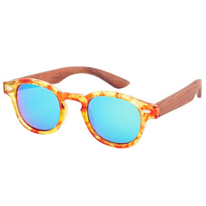 HINDFIELD Wood Sunglasses Women Handmade Round Bamboo Sun Glasses For Men Polarized Mirror Coating Lenses Eyewear gafas de sol