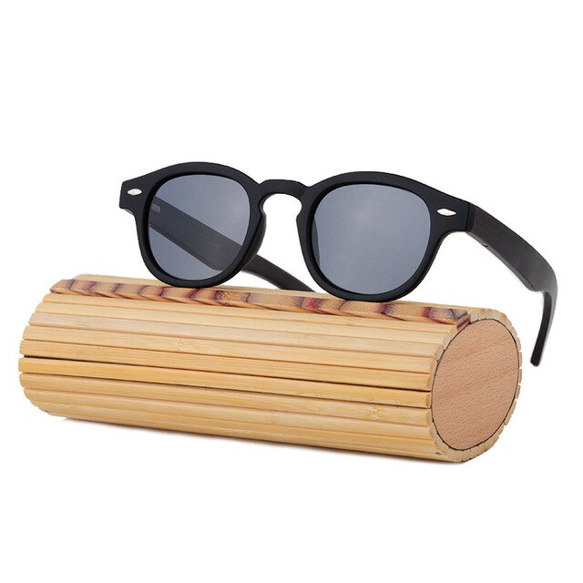 HINDFIELD Wood Sunglasses Women Handmade Round Bamboo Sun Glasses For Men Polarized Mirror Coating Lenses Eyewear gafas de sol