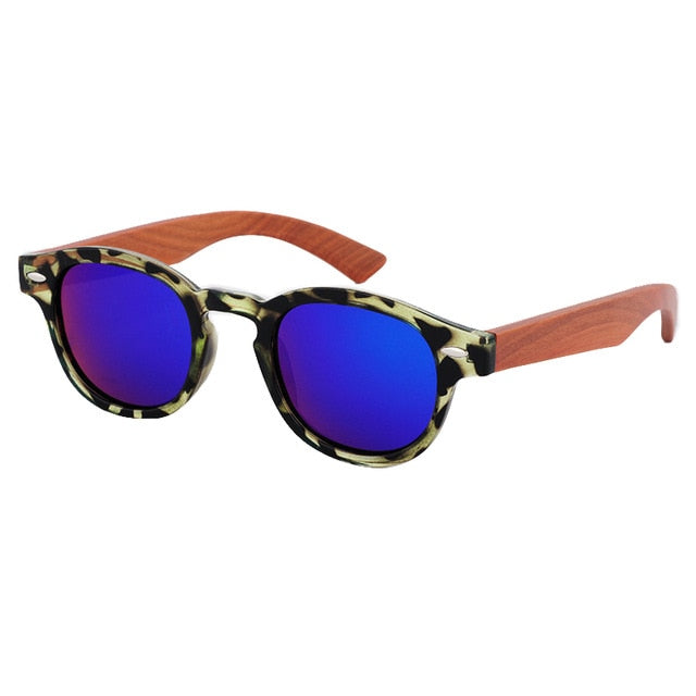 HINDFIELD Wood Sunglasses Women Handmade Round Bamboo Sun Glasses For Men Polarized Mirror Coating Lenses Eyewear gafas de sol