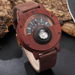 Creative WOOD Watch Men Turntable Compass Dial Real Walnut Ebony Bamboo Wooden Watches Male Brown Black WOODEN Clock Wrist Reloj