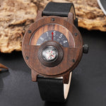 Creative WOOD Watch Men Turntable Compass Dial Real Walnut Ebony Bamboo Wooden Watches Male Brown Black WOODEN Clock Wrist Reloj