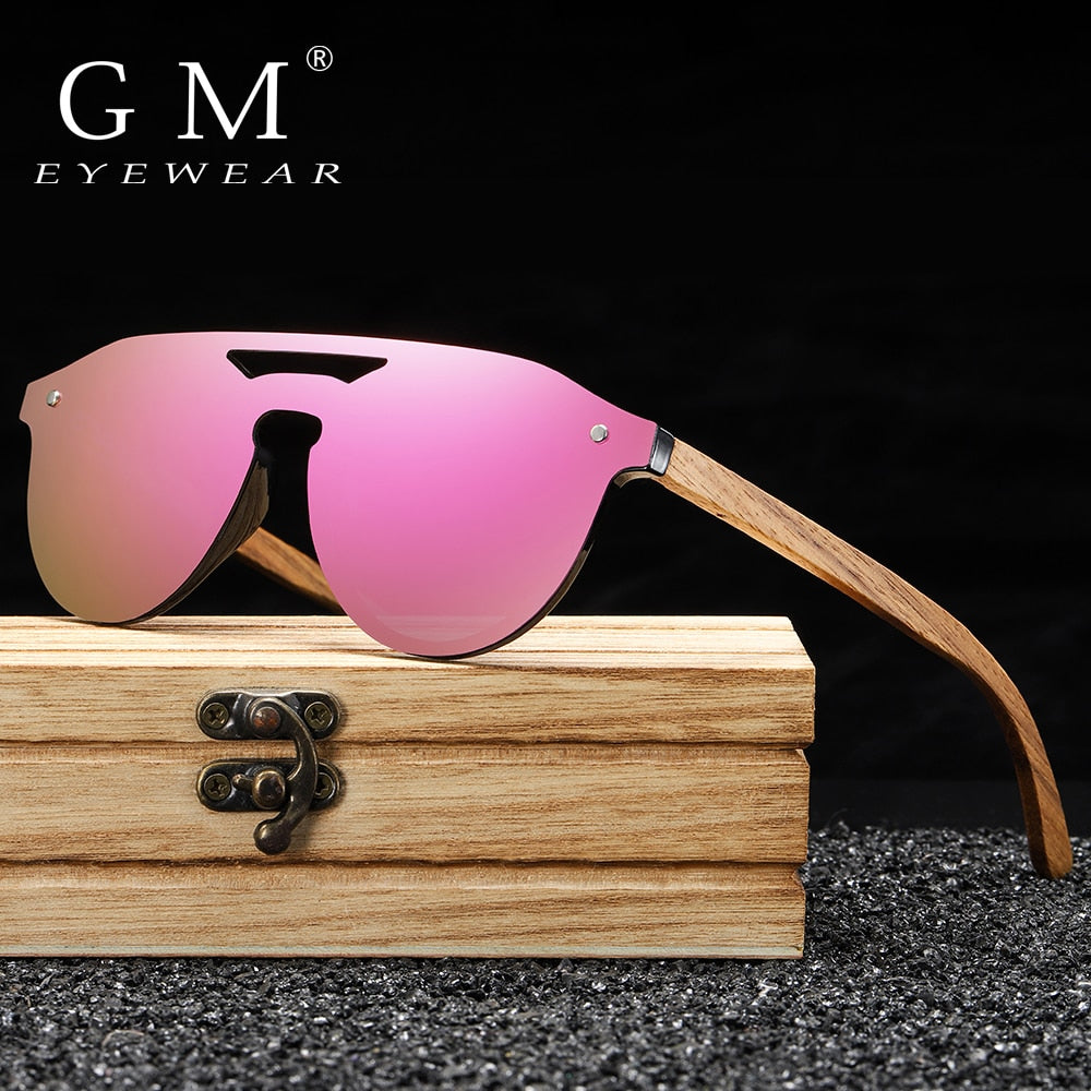 GM Women's Glasses Natural Zebra Wooden Sunglasses Men Polarized Fashion Sun Glasses Original Bamboo Oculos de sol S5030