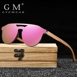 GM Women's Glasses Natural Zebra Wooden Sunglasses Men Polarized Fashion Sun Glasses Original Bamboo Oculos de sol S5030