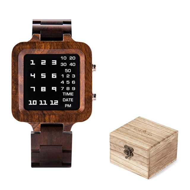BOBO BIRD Digital Watch Men Luxury Brand Designe Night Vision Bamboo Watch Mini LED Watches Unique Time Display Gifts Dropship