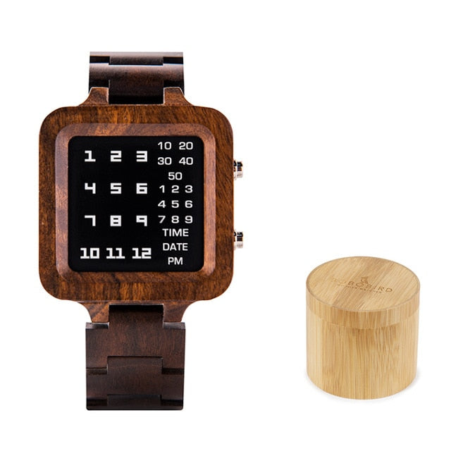 BOBO BIRD Digital Watch Men Luxury Brand Designe Night Vision Bamboo Watch Mini LED Watches Unique Time Display Gifts Dropship