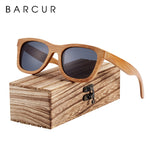 BARCUR Retro Men Sun glasses Women Polarized Sunglasses Bamboo Handmade Wood Sunglasses Beach Wooden Glasses Oculos de sol