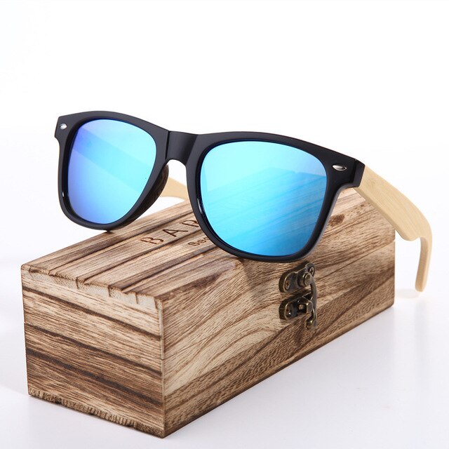 BARCUR Wood Sunglasses Men Polarized Sun glass Female Bamboo Glass Women with Spring Hinge