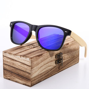 BARCUR Wood Sunglasses Men Polarized Sun glass Female Bamboo Glass Women with Spring Hinge