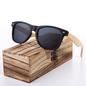 BARCUR Wood Sunglasses Men Polarized Sun glass Female Bamboo Glass Women with Spring Hinge