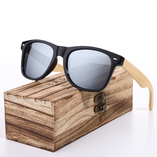 BARCUR Wood Sunglasses Men Polarized Sun glass Female Bamboo Glass Women with Spring Hinge