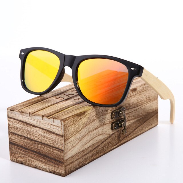 BARCUR Wood Sunglasses Men Polarized Sun glass Female Bamboo Glass Women with Spring Hinge