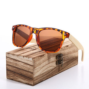 BARCUR Wood Sunglasses Men Polarized Sun glass Female Bamboo Glass Women with Spring Hinge