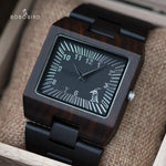 BOBO BIRD Timepieces Bamboo Wooden Men Watches Top Luxury Brand Rectangle Design Wood Band Watch for men