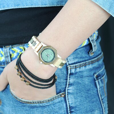 BOBO BIRD Octagon Ladies Wooden Watches LM25 Top Brand Luxury Hours Women Kol in Gift Box as Valentine's Day Gift