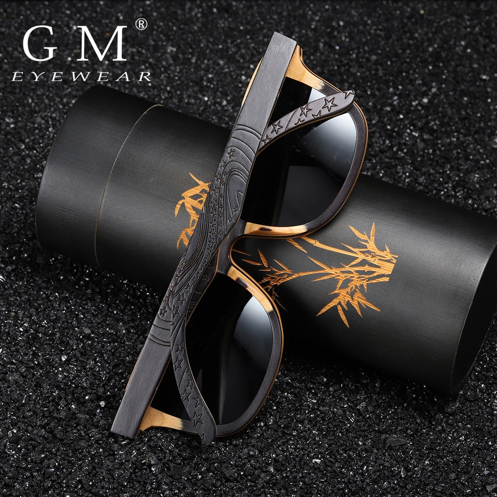 GM Luxury Skateboard Wood Sunglasses Vintage Black Frame Wooden Sunglasses Women Polarized Men's Bamboo Wood Sunglasses S5832