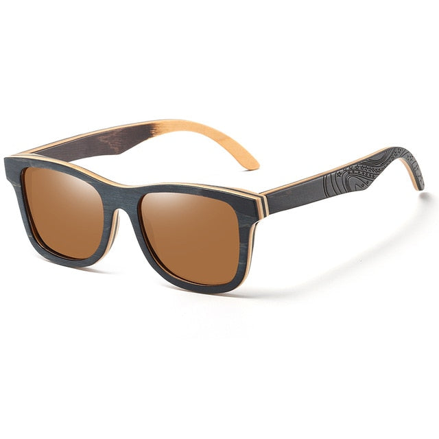 GM Luxury Skateboard Wood Sunglasses Vintage Black Frame Wooden Sunglasses Women Polarized Men's Bamboo Wood Sunglasses S5832