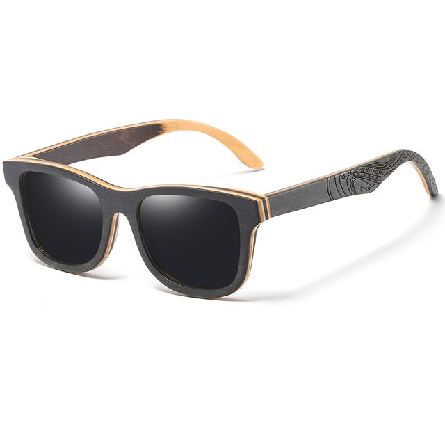 GM Luxury Skateboard Wood Sunglasses Vintage Black Frame Wooden Sunglasses Women Polarized Men's Bamboo Wood Sunglasses S5832