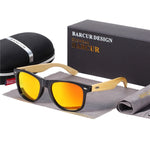 BARCUR Polarized Glasses Men Bamboo Wood Sun glasses Women Fashion Mirror Sunglasses Brand Designer Eyewear