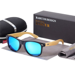 BARCUR Polarized Glasses Men Bamboo Wood Sun glasses Women Fashion Mirror Sunglasses Brand Designer Eyewear