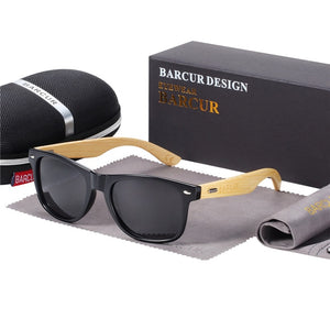 BARCUR Polarized Glasses Men Bamboo Wood Sun glasses Women Fashion Mirror Sunglasses Brand Designer Eyewear