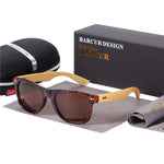 BARCUR Polarized Glasses Men Bamboo Wood Sun glasses Women Fashion Mirror Sunglasses Brand Designer Eyewear