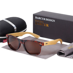 BARCUR Polarized Glasses Men Bamboo Wood Sun glasses Women Fashion Mirror Sunglasses Brand Designer Eyewear