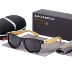 BARCUR Polarized Glasses Men Bamboo Wood Sun glasses Women Fashion Mirror Sunglasses Brand Designer Eyewear