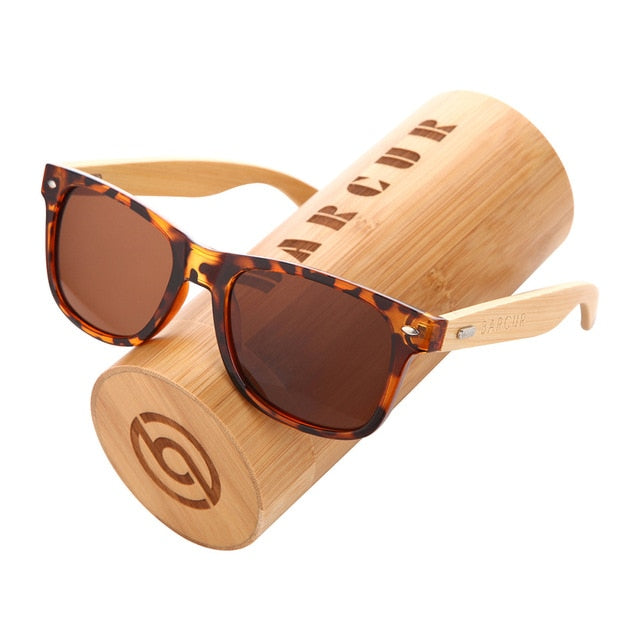 BARCUR Polarized Glasses Men Bamboo Wood Sun glasses Women Fashion Mirror Sunglasses Brand Designer Eyewear