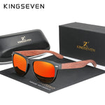 KINGSEVEN New Black Walnut Sunglasses Wood Polarized Men Sun Glasses Men UV400 Protection Eyewear Wooden Original Accessorie
