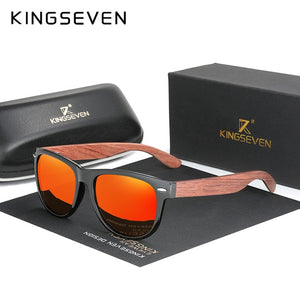 KINGSEVEN New Black Walnut Sunglasses Wood Polarized Men Sun Glasses Men UV400 Protection Eyewear Wooden Original Accessorie
